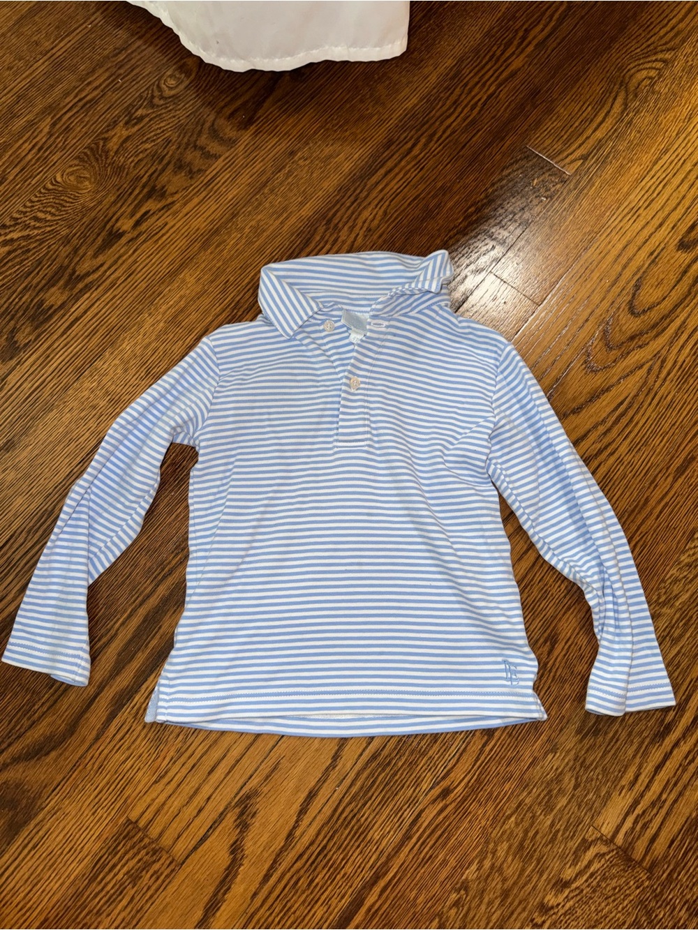 Boy’s Little English Long-Sleeve Polo Shirt - Light Blue & White Stripes